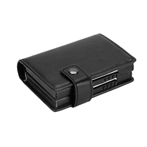 Porte-carte RFID double en métal fermeture à pression - Le Protecteur™ Noir