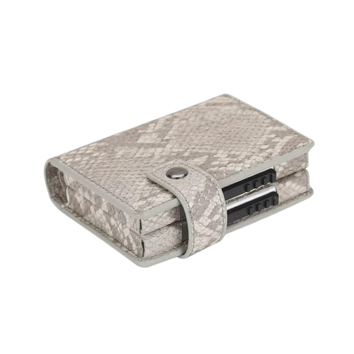 Porte-carte RFID double en métal fermeture à pression - Le Protecteur™ Serpent Gris