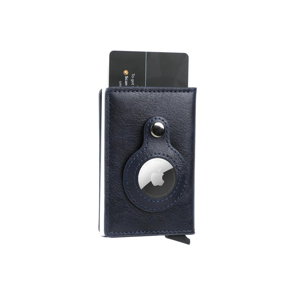 Porte-carte RFID en simili cuir pour Airtag Apple- Le Protecteur™ Bleu