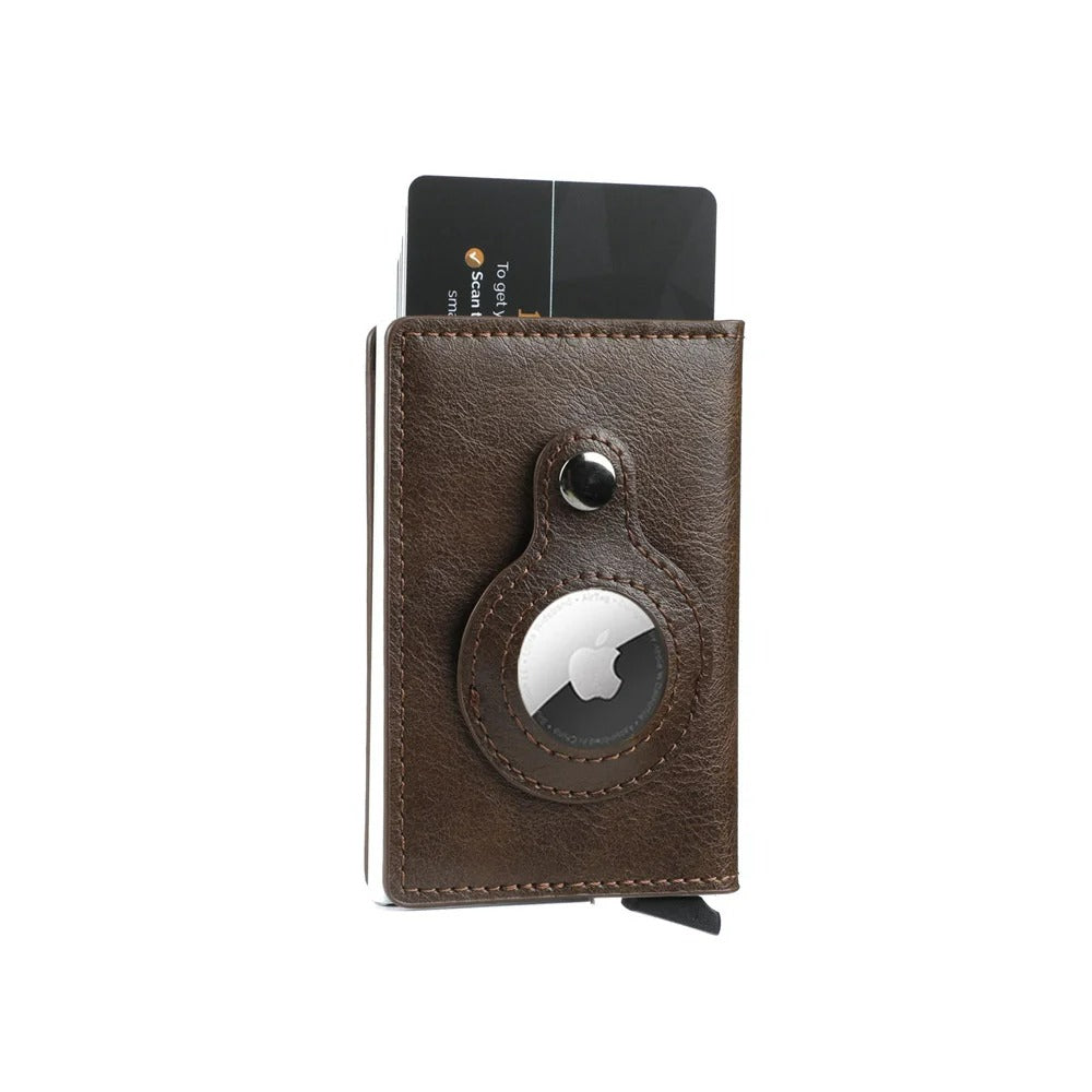 Porte-carte RFID en simili cuir pour Airtag Apple- Le Protecteur™ Café