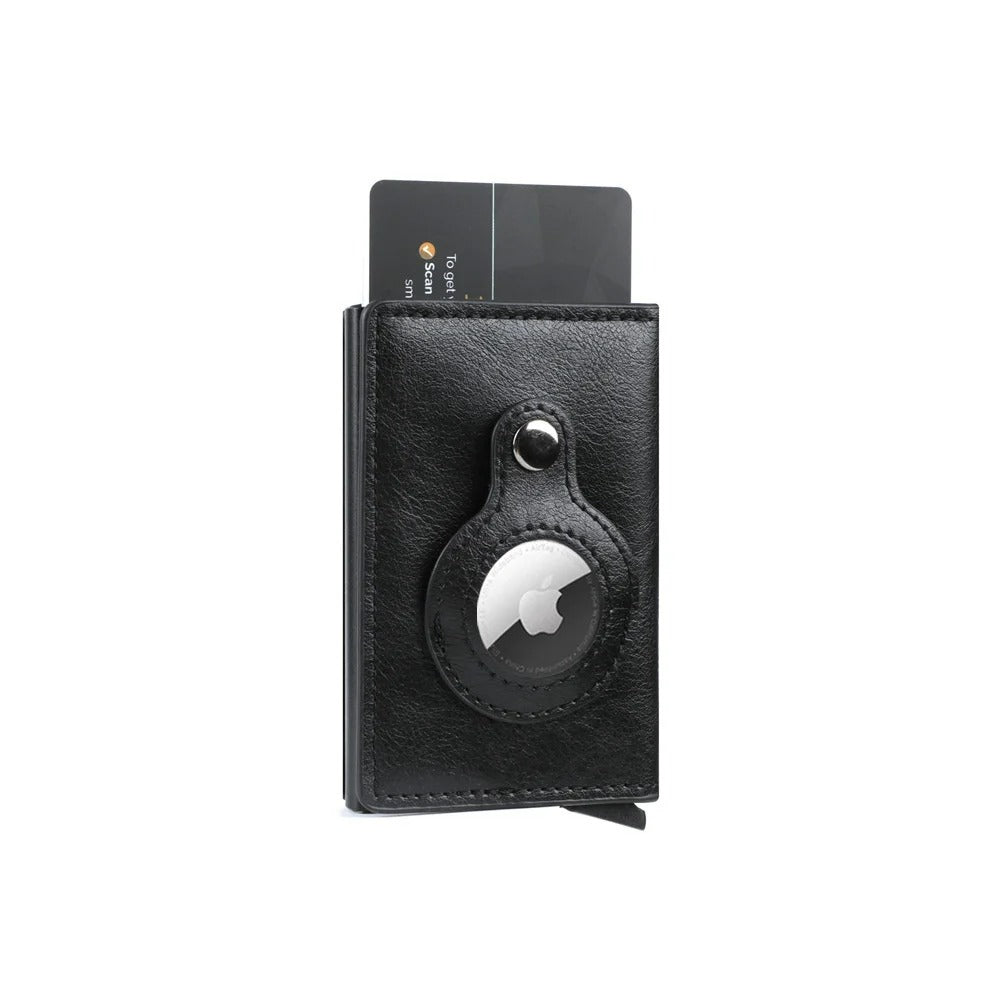 Porte-carte RFID en simili cuir pour Airtag Apple- Le Protecteur™ Noir