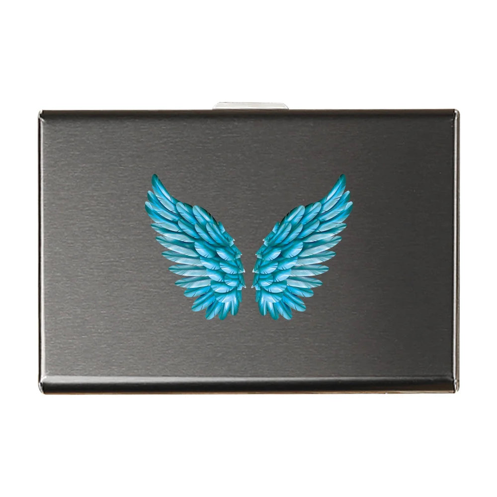 Porte-carte en métal motif plume - Le Protecteur™ Ailes Bleu
