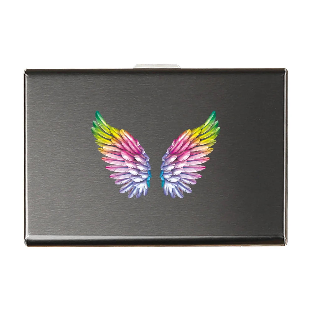 Porte-carte en métal motif plume - Le Protecteur™ Ailes Multicolore