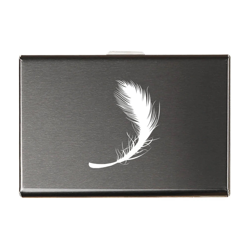Porte-carte en métal motif plume - Le Protecteur™ Blanc 1
