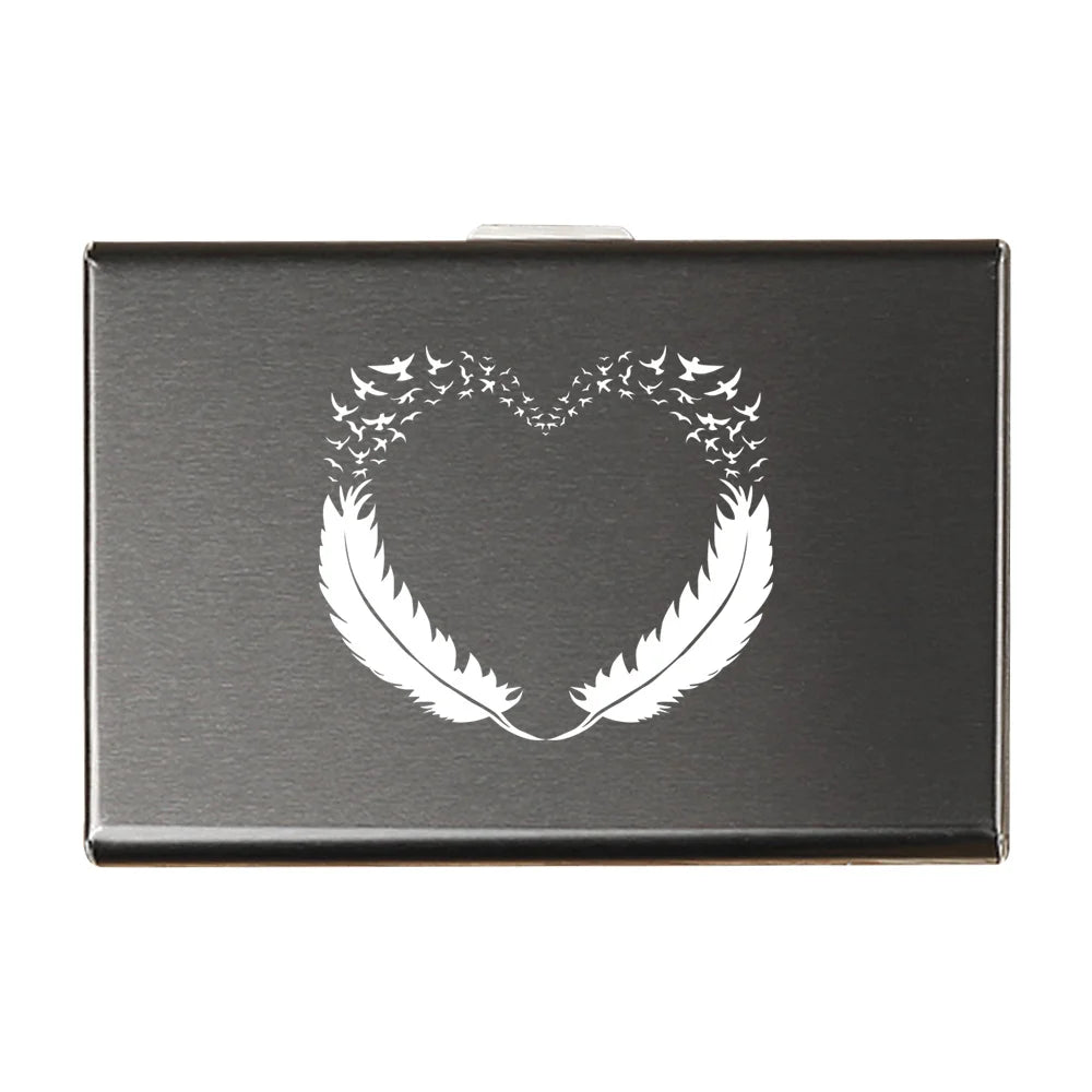 Porte-carte en métal motif plume - Le Protecteur™ Coeur Blanc