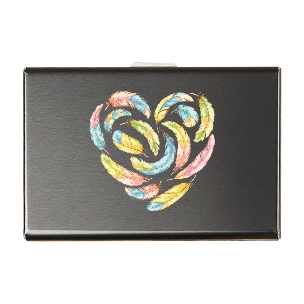 Porte-carte en métal motif plume - Le Protecteur™ Cœur Multicolore 1