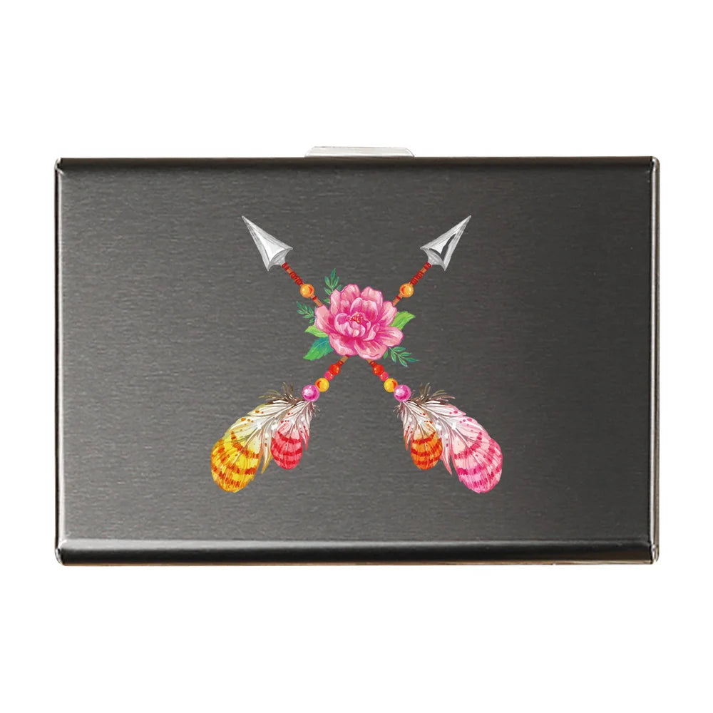 Porte-carte en métal motif plume - Le Protecteur™ Flèches croisées
