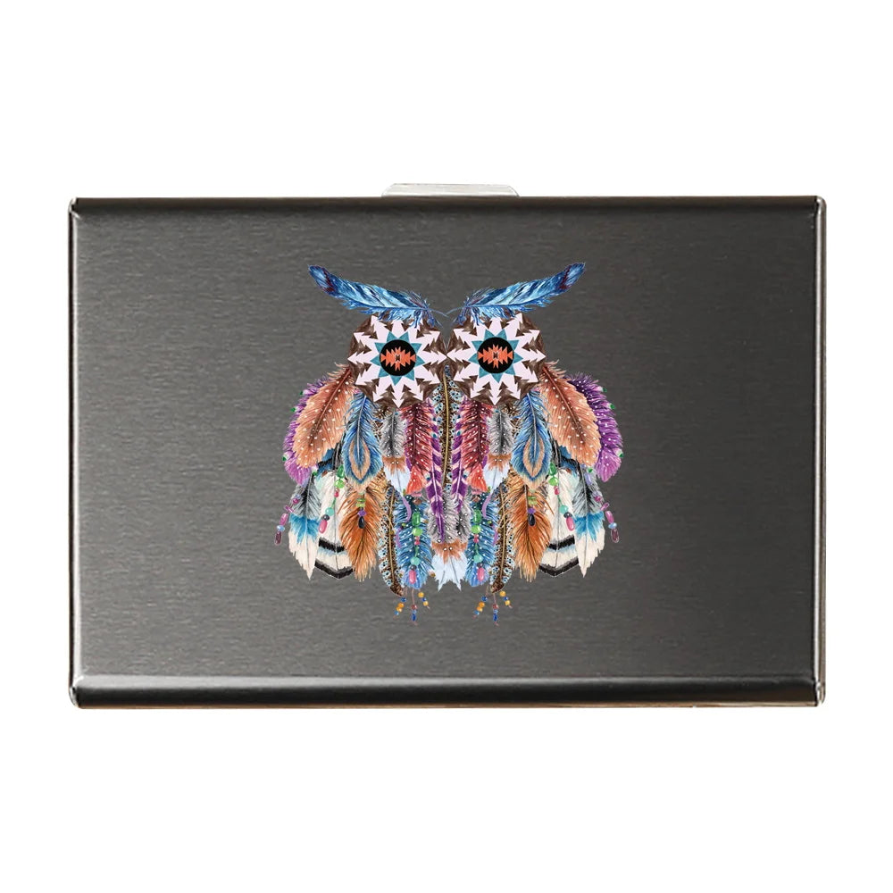 Porte-carte en métal motif plume - Le Protecteur™ Multicolore 1