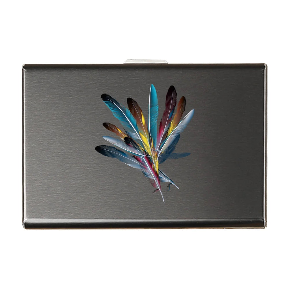 Porte-carte en métal motif plume - Le Protecteur™ Multicolore 2
