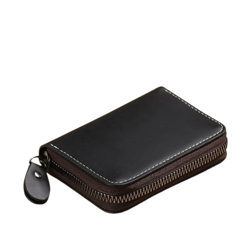 Porte-carte lisse fermeture à glissière - Le Classique™ Noir
