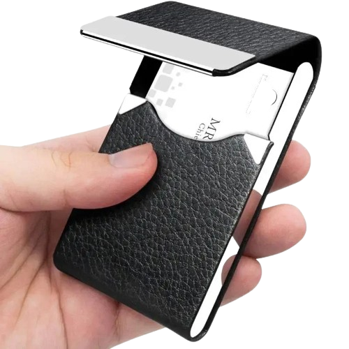 Porte-carte aimanté - Le Robuste™ Noir Grains Ouvert