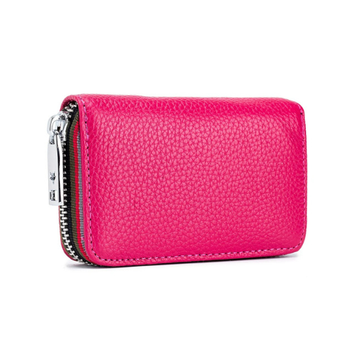 Porte-carte bancaire en cuir fermeture à glissière - Le Protecteur™ Rose Rouge