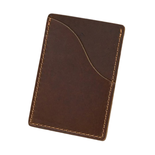 Porte-carte bancaire fin en cuir véritable - Le Minimaliste™ Marron-Rouge