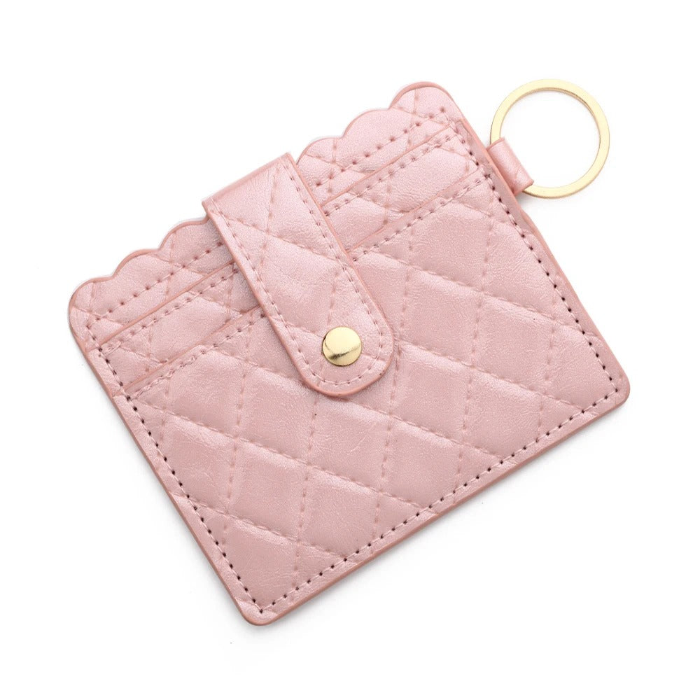 Porte-carte brillant motif à carreaux - Le Fashionista™ Rose Foncé