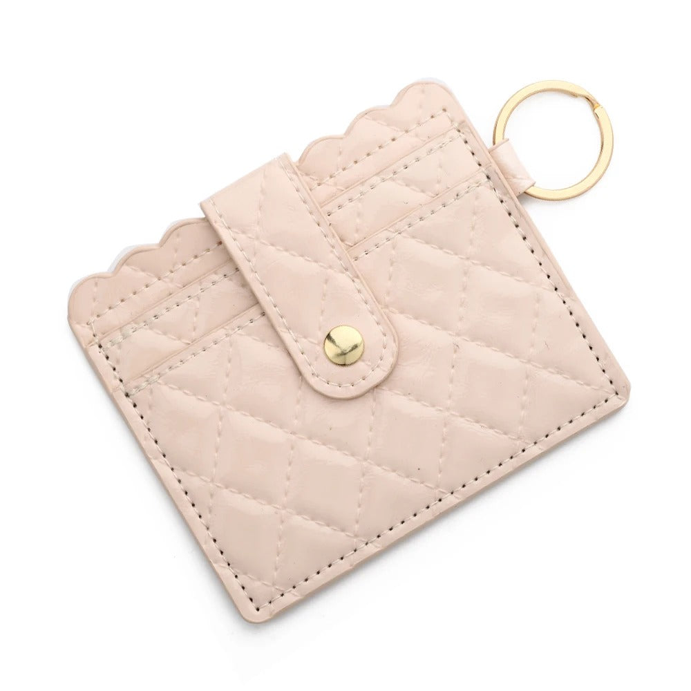 Porte-carte brillant motif à carreaux - Le Fashionista™ Rose Pâle