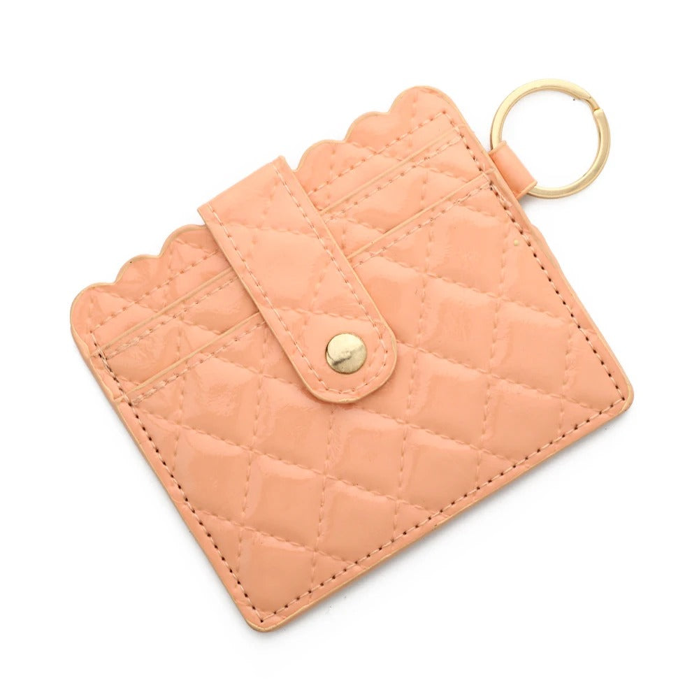 Porte-carte brillant motif à carreaux - Le Fashionista™ Saumon