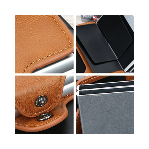 Porte-carte de crédit RFID à pression - Le Protecteur™ Marron Eclaté