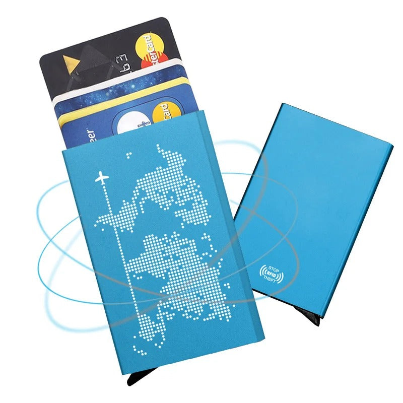 Porte-carte de voyage en métal RFID - L'Aventurier™ Bleu