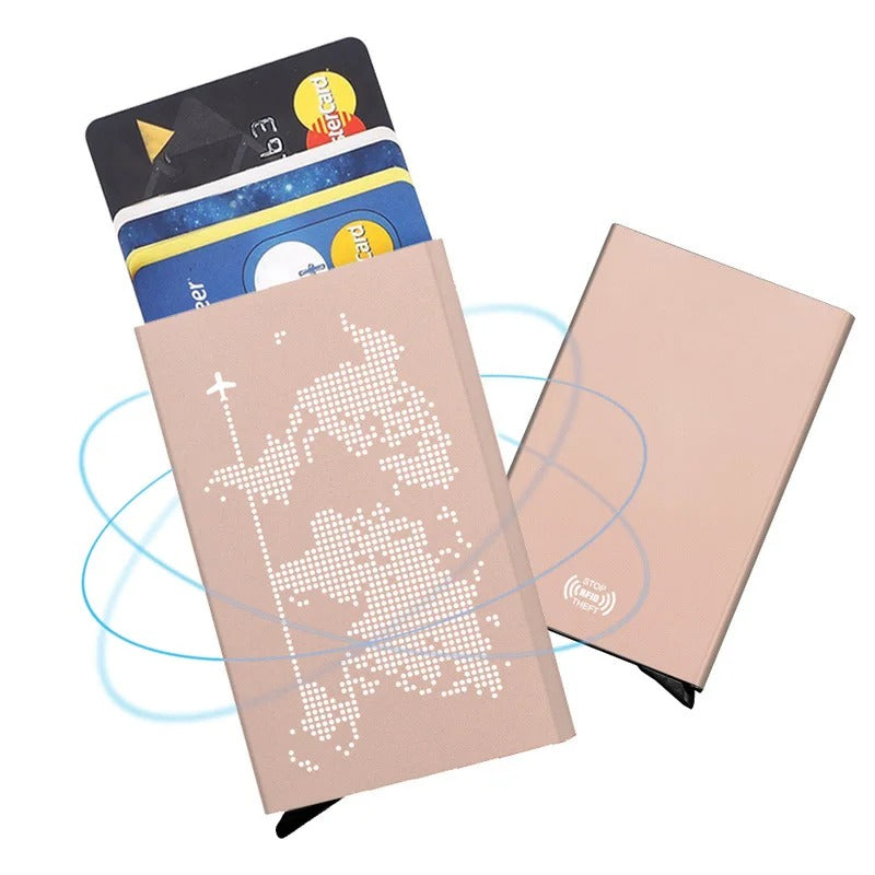 Porte-carte de voyage en métal RFID - L'Aventurier™ Rose Pâle
