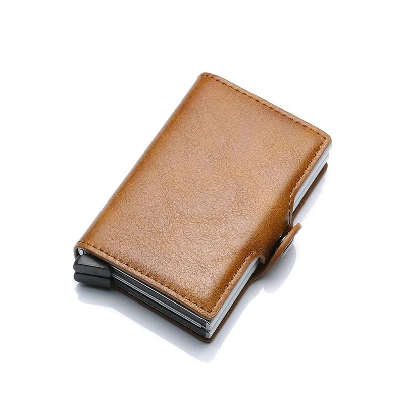 Porte-carte double anti-piratage et à pression - Le Robuste™ Marron