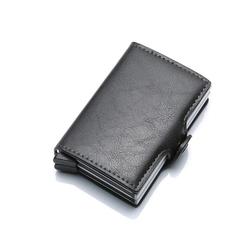Porte-carte double anti-piratage et à pression - Le Robuste™ Noir et Gris