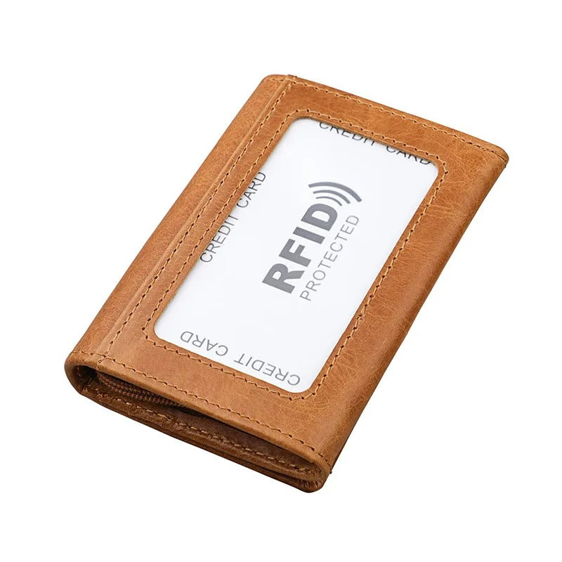Porte-carte en cuir avec porte-monnaie - Le Classique™ Marron