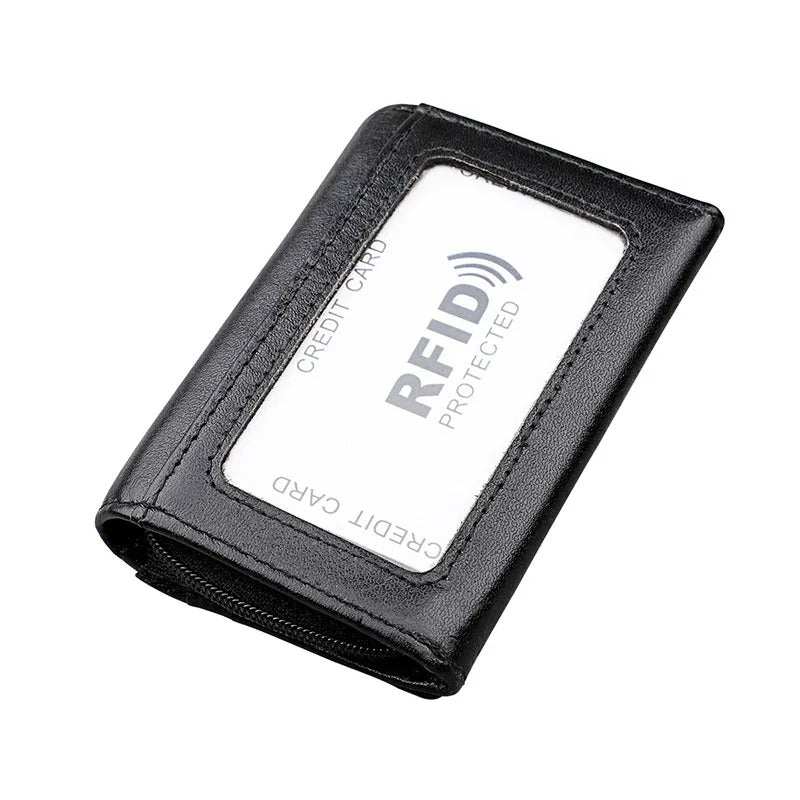 Porte-carte en cuir avec porte-monnaie - Le Classique™ Noir