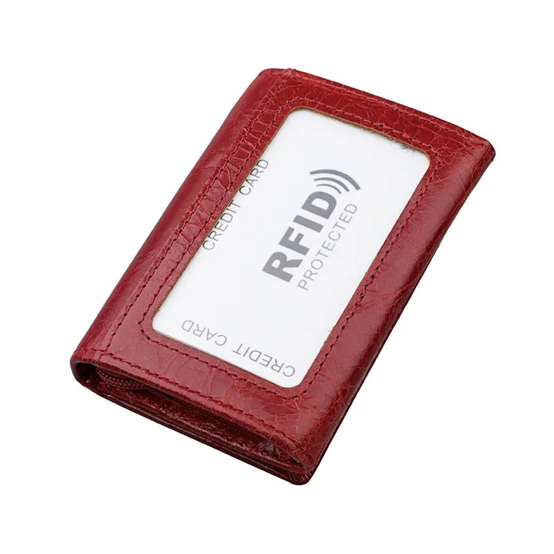 Porte-carte en cuir avec porte-monnaie - Le Classique™ Rouge
