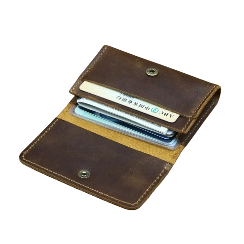 Porte-carte en cuir véritable - Le Business™ Marron Clair Plein