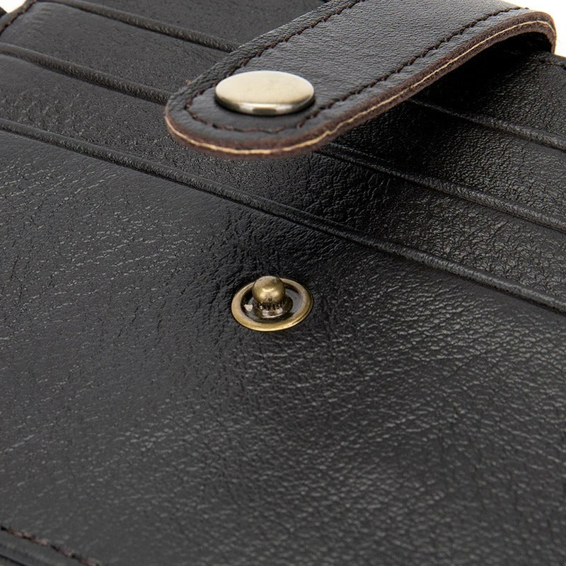 Porte-carte en cuir véritable - Le Minimaliste™ Bouton Pression