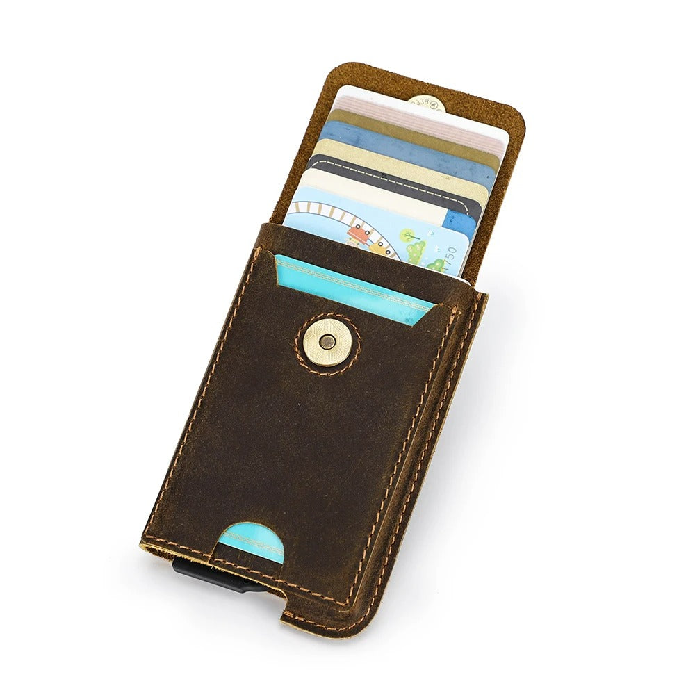 Porte-carte en cuir véritable RFID - Le Protecteur™ Ouvert