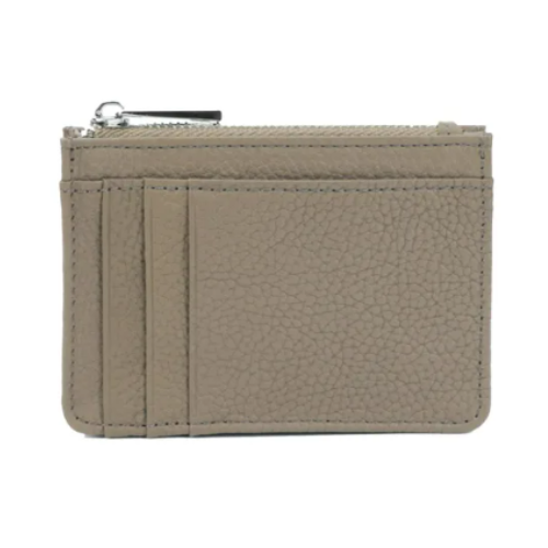 Porte-carte en cuir véritable avec fermeture éclair - Le Classique™ Gris Clair