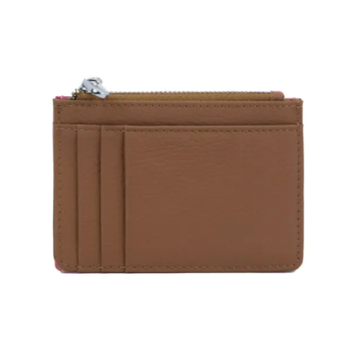 Porte-carte en cuir véritable avec fermeture éclair - Le Classique™ Marron Clair