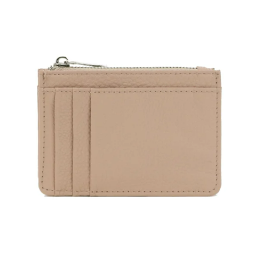 Porte-carte en cuir véritable avec fermeture éclair - Le Classique™ Nude