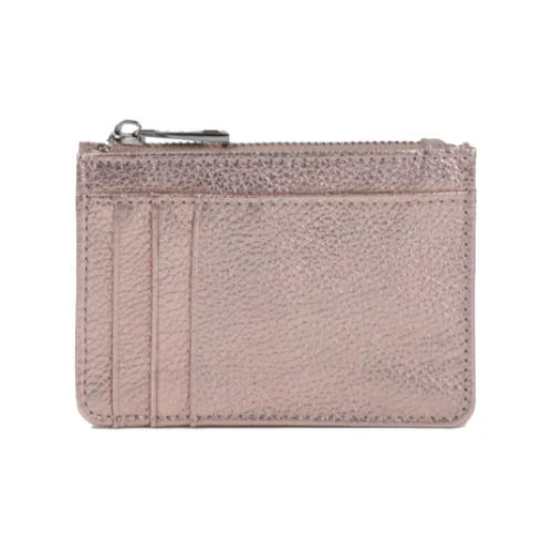 Porte-carte en cuir véritable avec fermeture éclair - Le Classique™ Or Rose