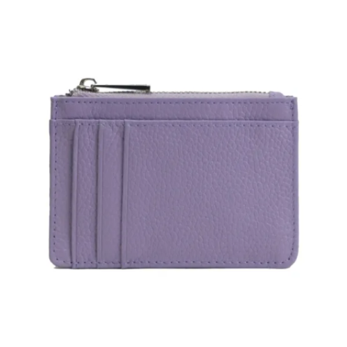 Porte-carte en cuir véritable avec fermeture éclair - Le Classique™ Violet Clair