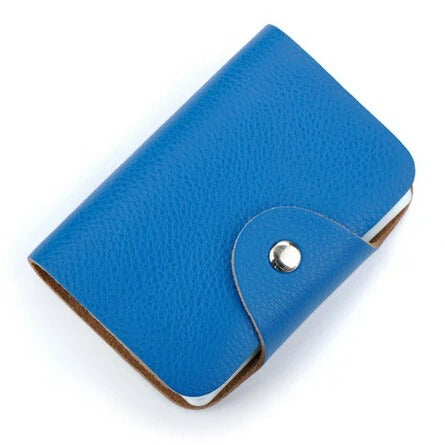 Porte-carte en cuir véritable fermeture à pression - Le Classique™ Bleu