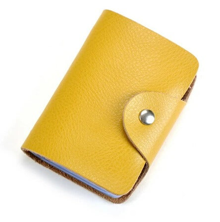 Porte-carte en cuir véritable fermeture à pression - Le Classique™ Jaune