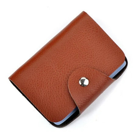 Porte-carte en cuir véritable fermeture à pression - Le Classique™ Marron