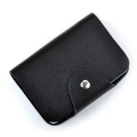Porte-carte en cuir véritable fermeture à pression - Le Classique™ Noir