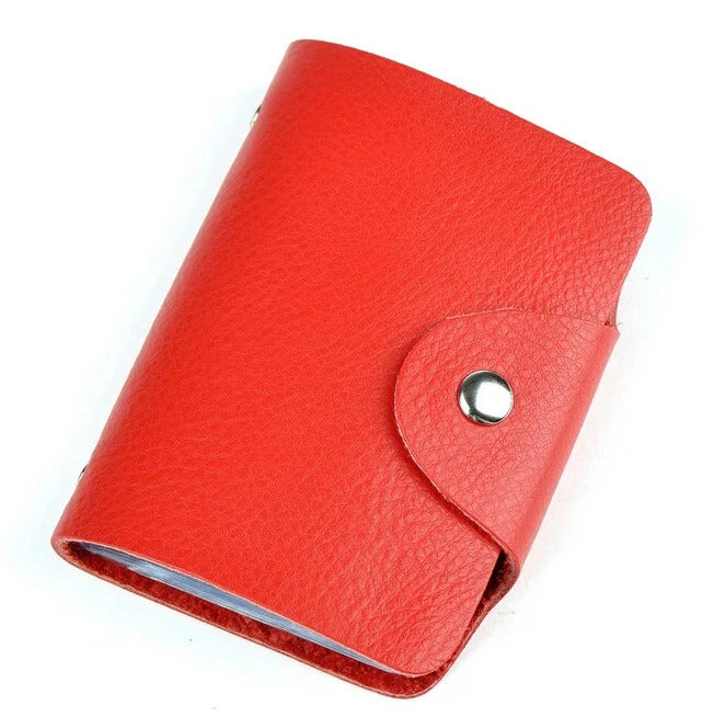 Porte-carte en cuir véritable fermeture à pression - Le Classique™ Rouge