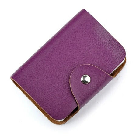 Porte-carte en cuir véritable fermeture à pression - Le Classique™ Violet