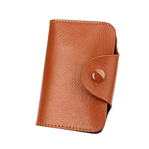 Porte-carte en cuir véritable fermeture à pression - Le Vintage™ Marron