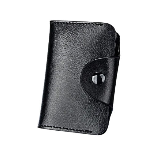 Porte-carte en cuir véritable fermeture à pression - Le Vintage™ Noir