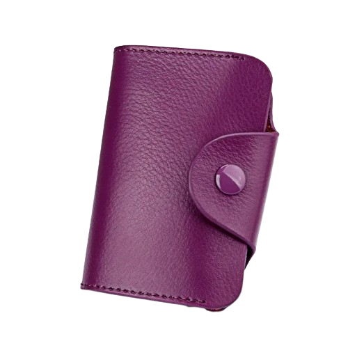 Porte-carte en cuir véritable fermeture à pression - Le Vintage™ Violet