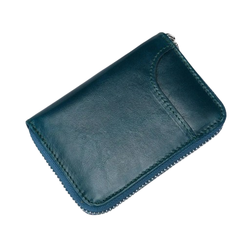 Porte-carte en cuir véritable zip - Le Business™ Bleu