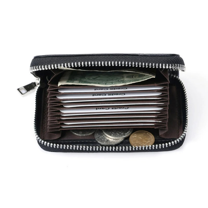 Porte-carte en cuir véritable zip - Le Business™ Intérieur