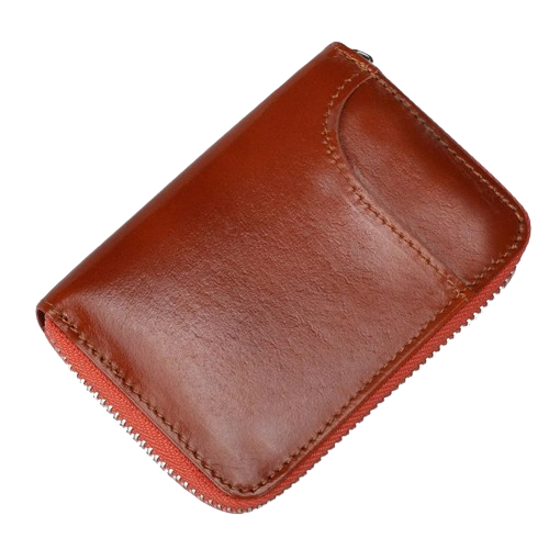 Porte-carte en cuir véritable zip - Le Business™ Marron