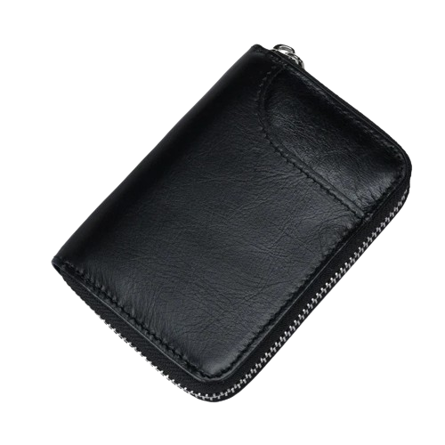 Porte-carte en cuir véritable zip - Le Business™ Noir