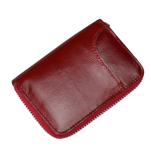 Porte-carte en cuir véritable zip - Le Business™ Rouge